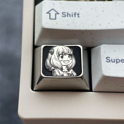 1.25U R1 Titanium Alloy Artisan Keycaps Precision Pointillism for Mechanical Keyboard -Anya